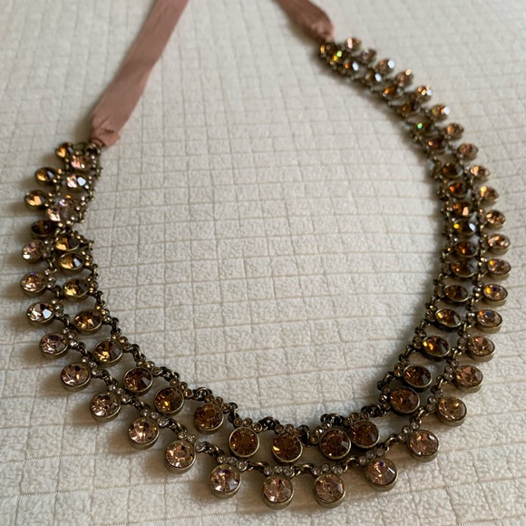 J. Crew Jewelry - J.Crew copper & bronze bejeweled ribbon necklace